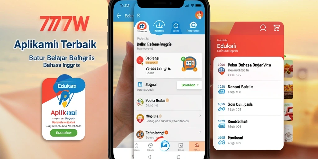 Antarmuka 7777W yang menarik untuk belajar Bahasa Inggris.