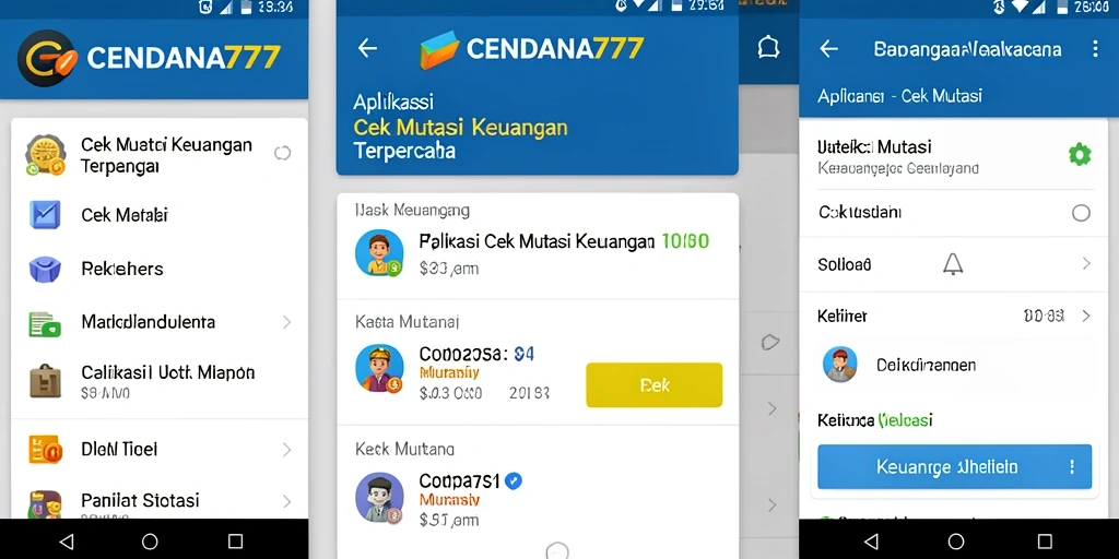 Antarmuka aplikasi CENDANA777 menampilkan laporan mutasi keuangan yang jelas