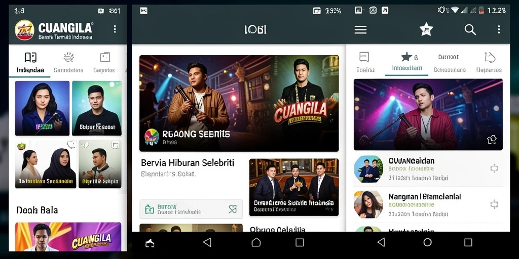 Tampilan menarik aplikasi CUANGILA yang fokus pada berita selebriti.