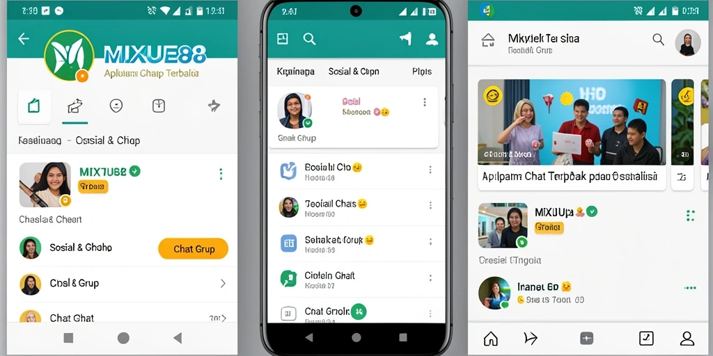 Tampilan antarmuka aplikasi MIXUE88 untuk obrolan grup yang interaktif.