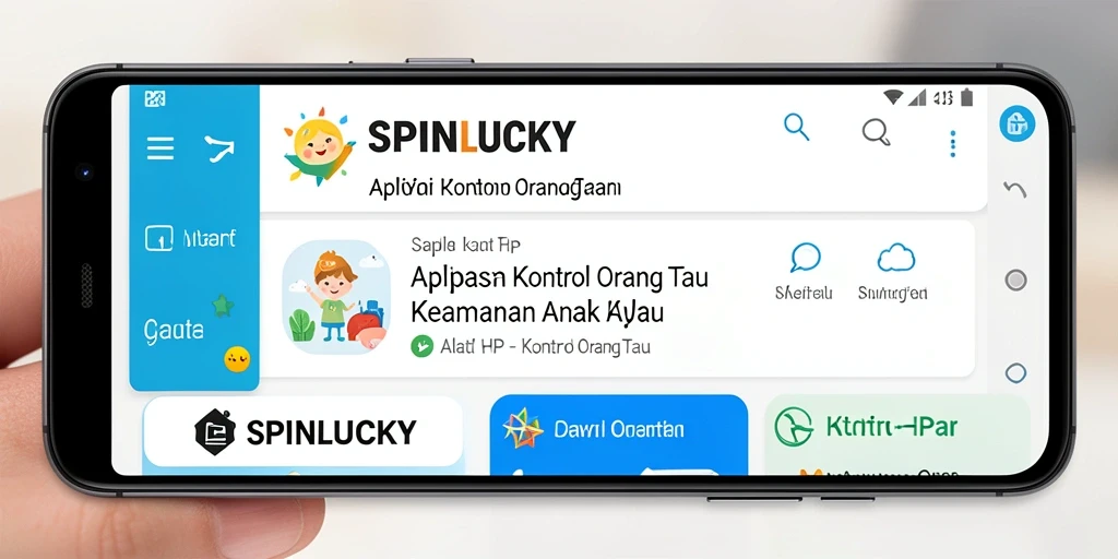 Tampilan antarmuka aplikasi Kontrol Orang Tua SPINLUCKY yang intuitif.