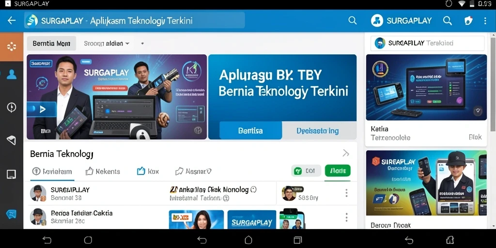 Tampilan antarmuka aplikasi SURGAPLAY yang modern dan informatif.