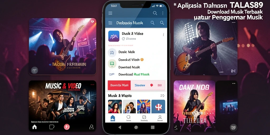 Antarmuka aplikasi TALAS89 yang mudah digunakan untuk Download Musik.