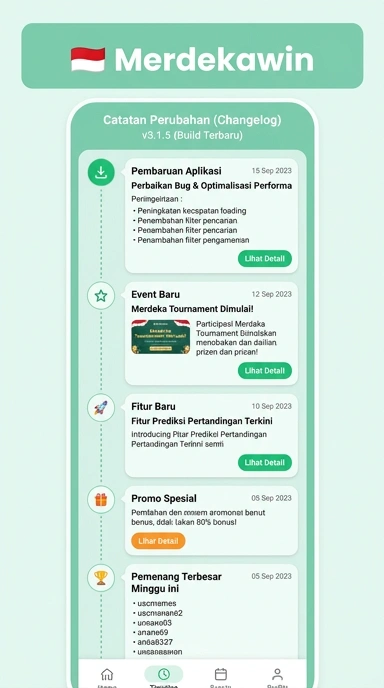 Riwayat Versi Aplikasi Merdekawin untuk Android